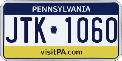 PA license plate JTK1060