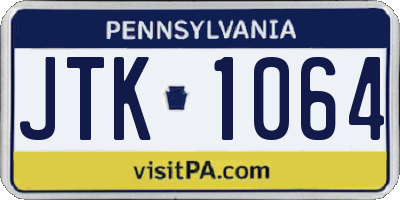 PA license plate JTK1064
