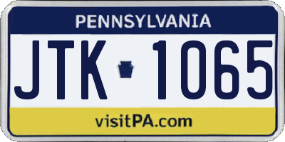 PA license plate JTK1065