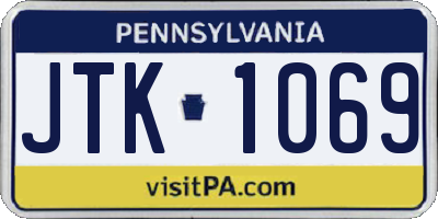 PA license plate JTK1069