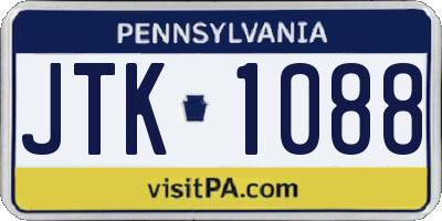 PA license plate JTK1088
