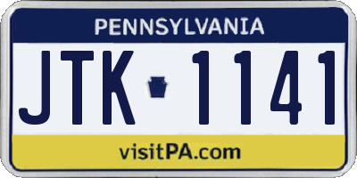 PA license plate JTK1141