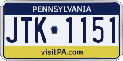 PA license plate JTK1151