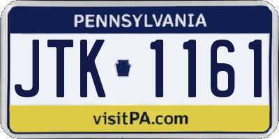 PA license plate JTK1161