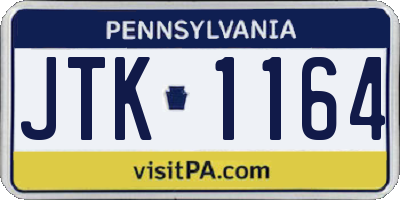 PA license plate JTK1164