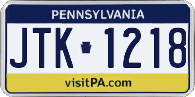 PA license plate JTK1218
