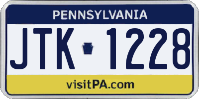 PA license plate JTK1228
