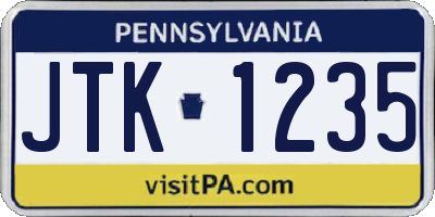 PA license plate JTK1235