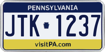 PA license plate JTK1237