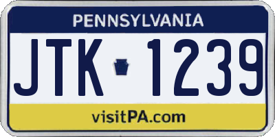PA license plate JTK1239