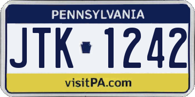 PA license plate JTK1242