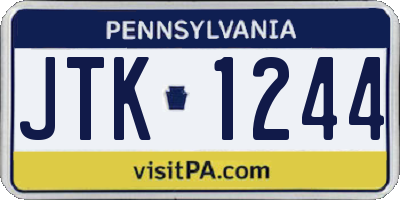 PA license plate JTK1244