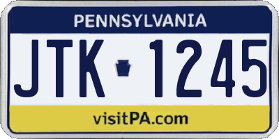 PA license plate JTK1245