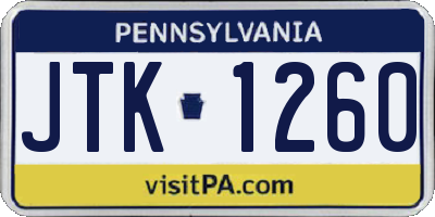 PA license plate JTK1260