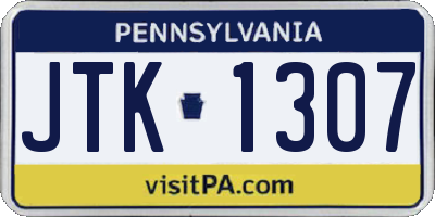 PA license plate JTK1307