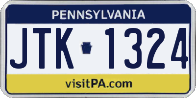 PA license plate JTK1324