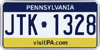 PA license plate JTK1328