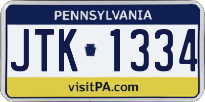 PA license plate JTK1334