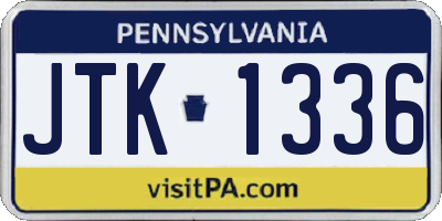 PA license plate JTK1336