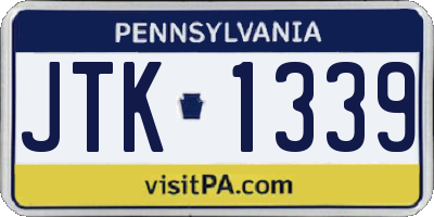PA license plate JTK1339