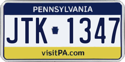 PA license plate JTK1347