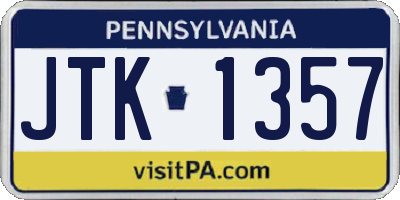 PA license plate JTK1357
