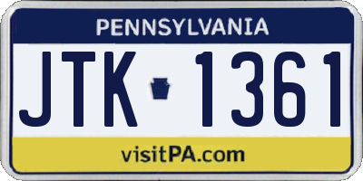 PA license plate JTK1361