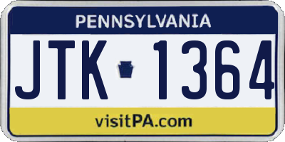 PA license plate JTK1364
