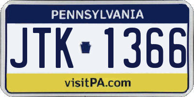 PA license plate JTK1366