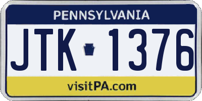 PA license plate JTK1376