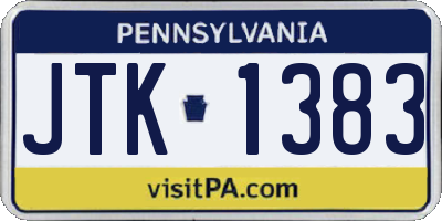 PA license plate JTK1383