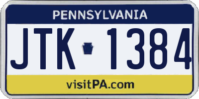 PA license plate JTK1384