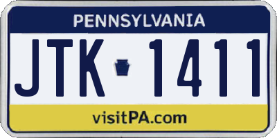 PA license plate JTK1411