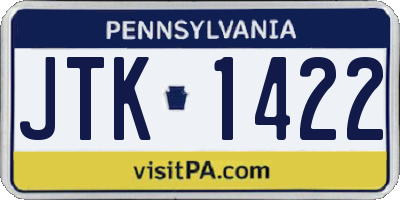 PA license plate JTK1422