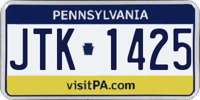 PA license plate JTK1425