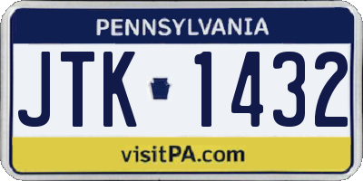 PA license plate JTK1432