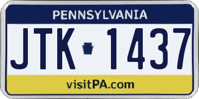 PA license plate JTK1437