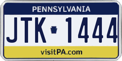 PA license plate JTK1444