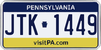 PA license plate JTK1449