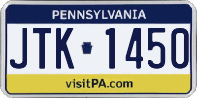 PA license plate JTK1450