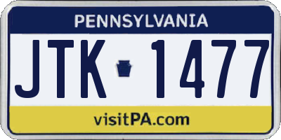 PA license plate JTK1477