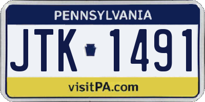 PA license plate JTK1491