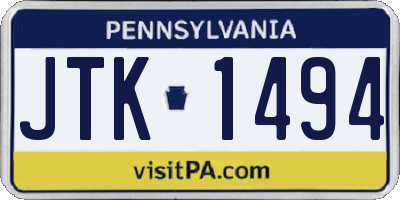 PA license plate JTK1494