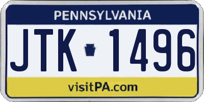 PA license plate JTK1496