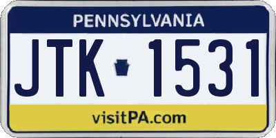 PA license plate JTK1531