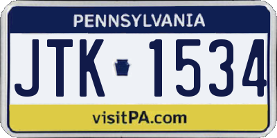 PA license plate JTK1534