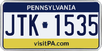 PA license plate JTK1535