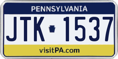 PA license plate JTK1537