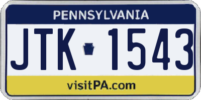 PA license plate JTK1543