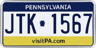 PA license plate JTK1567